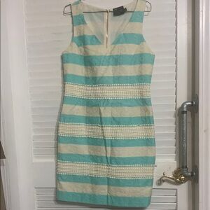 Teal & Cream Stripped Dress by Just Taylor size 4